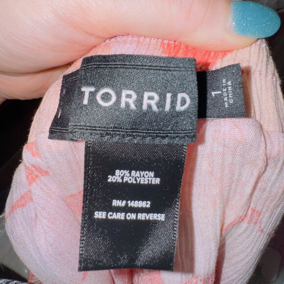 Torrid Plus Size 1X Pull-On High-Rise Ruffle Skort in Baja floral camellia - Picture 5 of 5